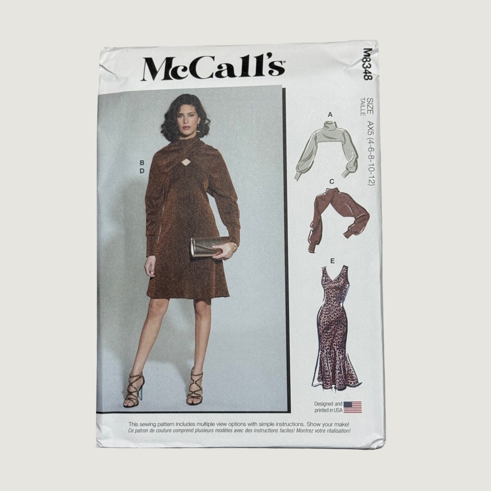 McCalls M8348 Sewing Pattern Dress Shrug Womens Size 4-12 Modern Minimalist Chic